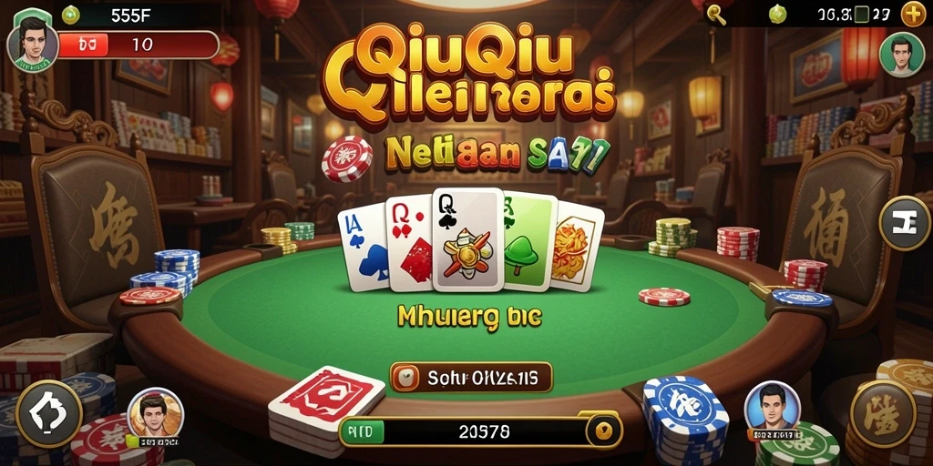Screenshot gameplay QiuQiu di 555F menunjukkan momen seru.