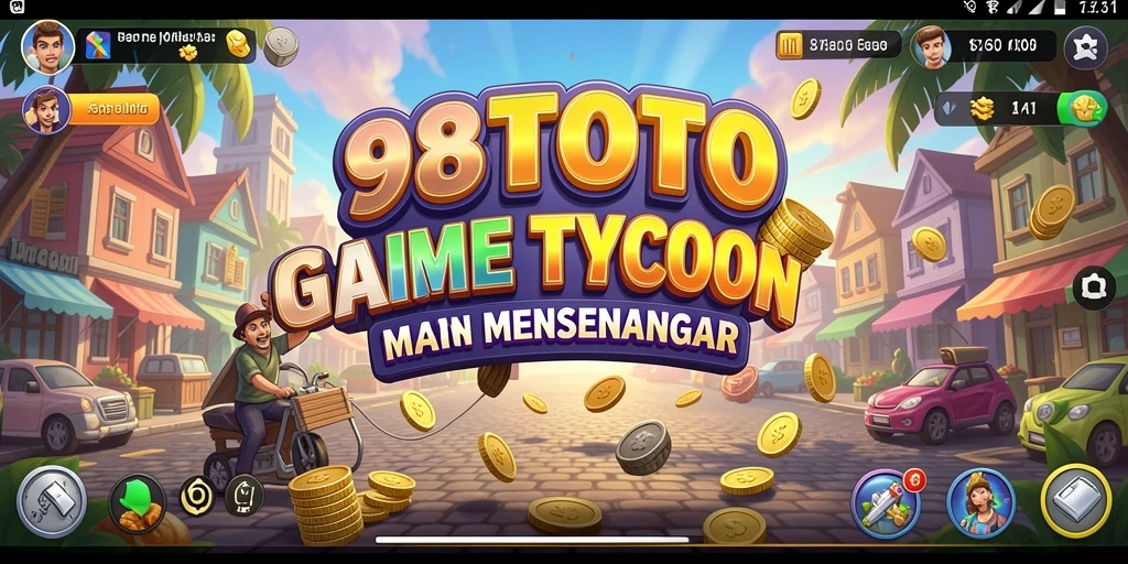Screenshot 98TOTO menampilkan antarmuka gameplay Tycoon yang menarik.